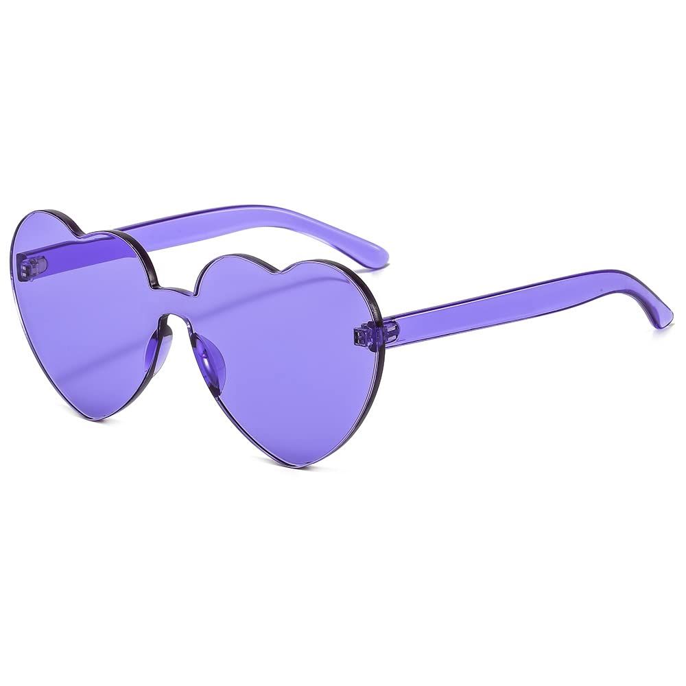 One piece peach heart sunglasses, transparent heart-shaped glasses, fashionable candy colored one-piece frameless sunglasses