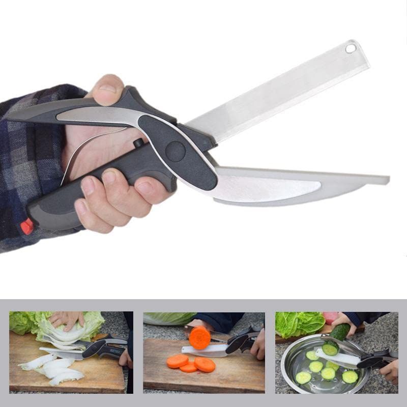 Food Cutter Salad Scissors, Quick Vegetable Slicer with Cutting Board, Multi Functional and Detachable Food Cutter Choppers — image 2