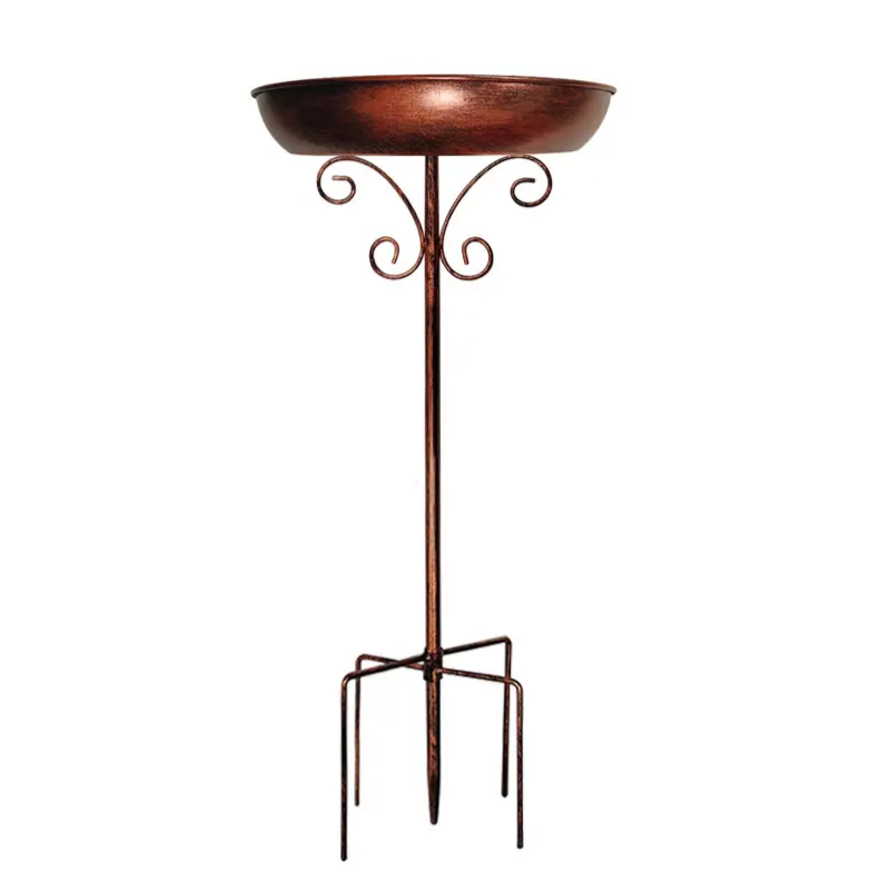 Vintage Metal Bird Bath with Pedestal Stand — image 4