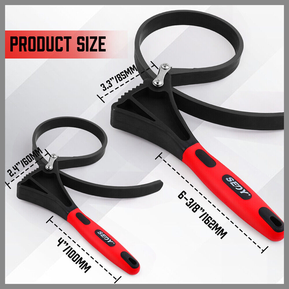 2x Rubber Strap Wrench Adjustable DIY Plumber Jars Hose Pipe Oil Filter Opener โ image 3