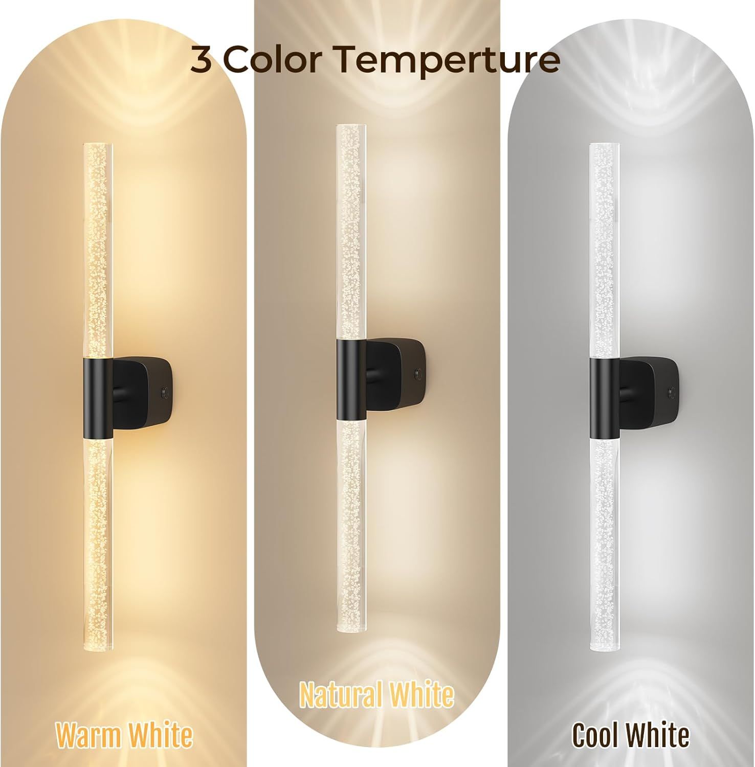 Battery Operated Wall Sconce Set of 2 Black Rechargeable Acrylic Crystal Sconce Wall Decor Set of 2 with 12000mAh CCT Dimmable 350° Rotate Remote Wireless Wall — image 3