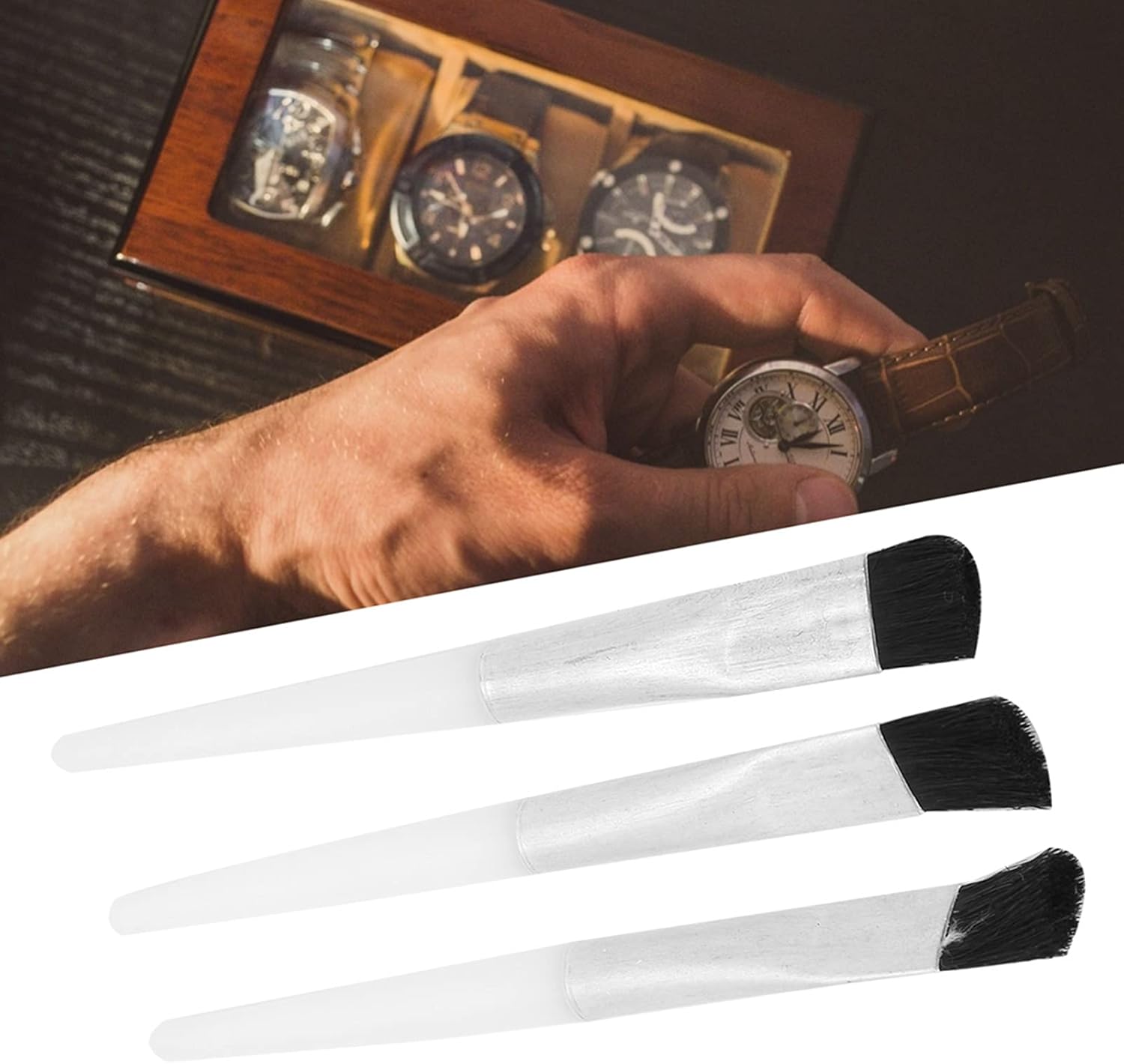 3Pcs Watch Cleaning Brush Set,Watch Repair Watchmaker Tool Kit Oil Dust Maintenance — image 4