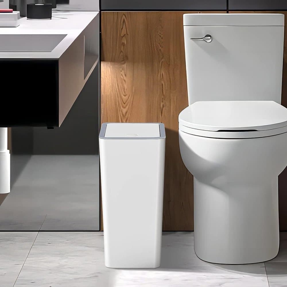 12L Trash Can with Lid, Durable Corrosion-Resistant Odor and Leak Proof for Kitchen Bathroom Living Room, Beige — image 4