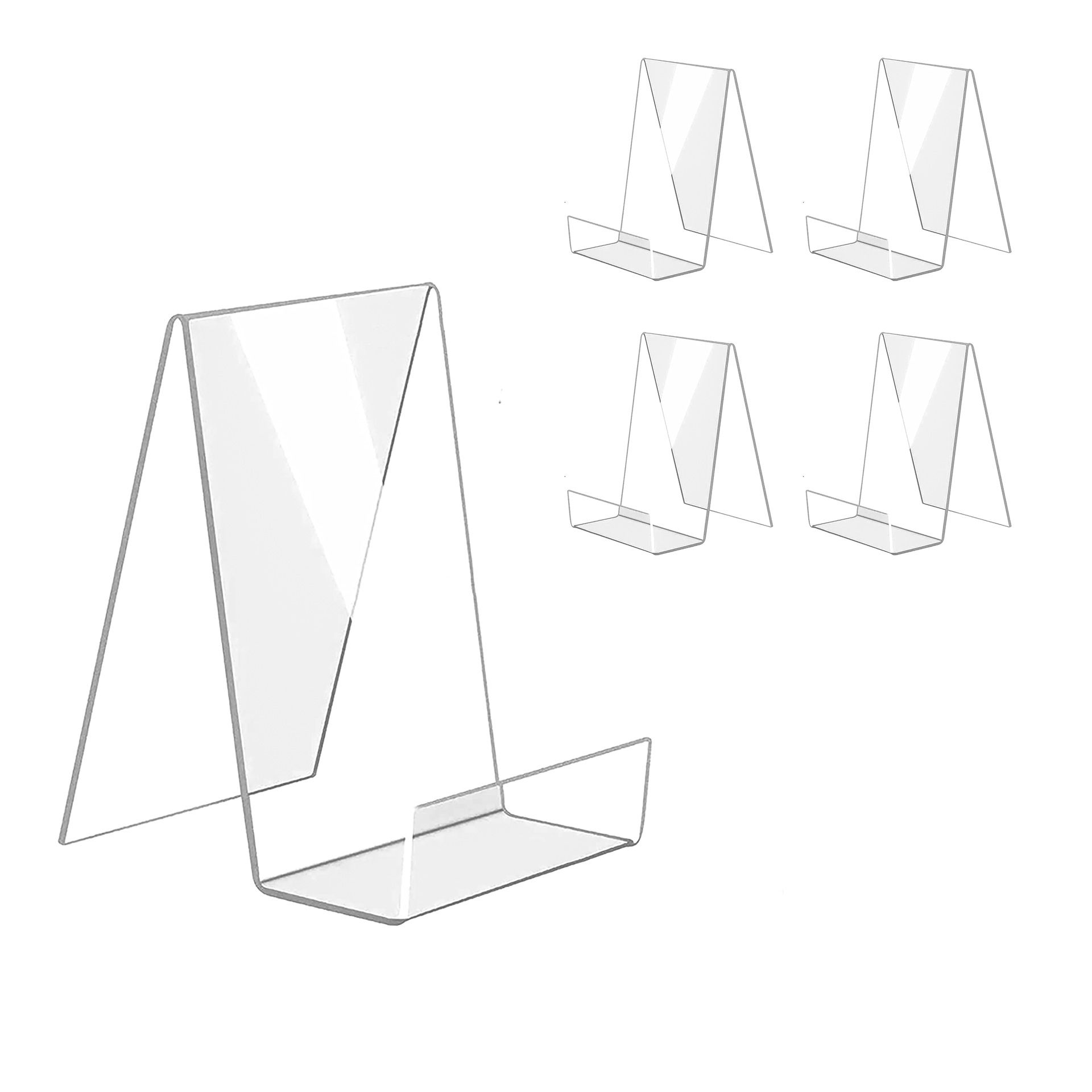 5PCS Acrylic Book Display Stand Clear Easel with Ledge Tablet Holder for Displaying Books, Pictures, Notebooks, CDs