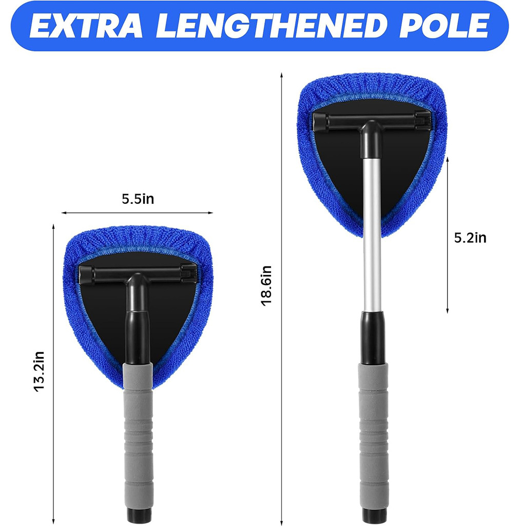 Red Car Windshield Cleaner Tool, Inside with 4 Reusable and Washable Microfiber Pads and Extendable Handle, Moisture Removal Tool โ image 3