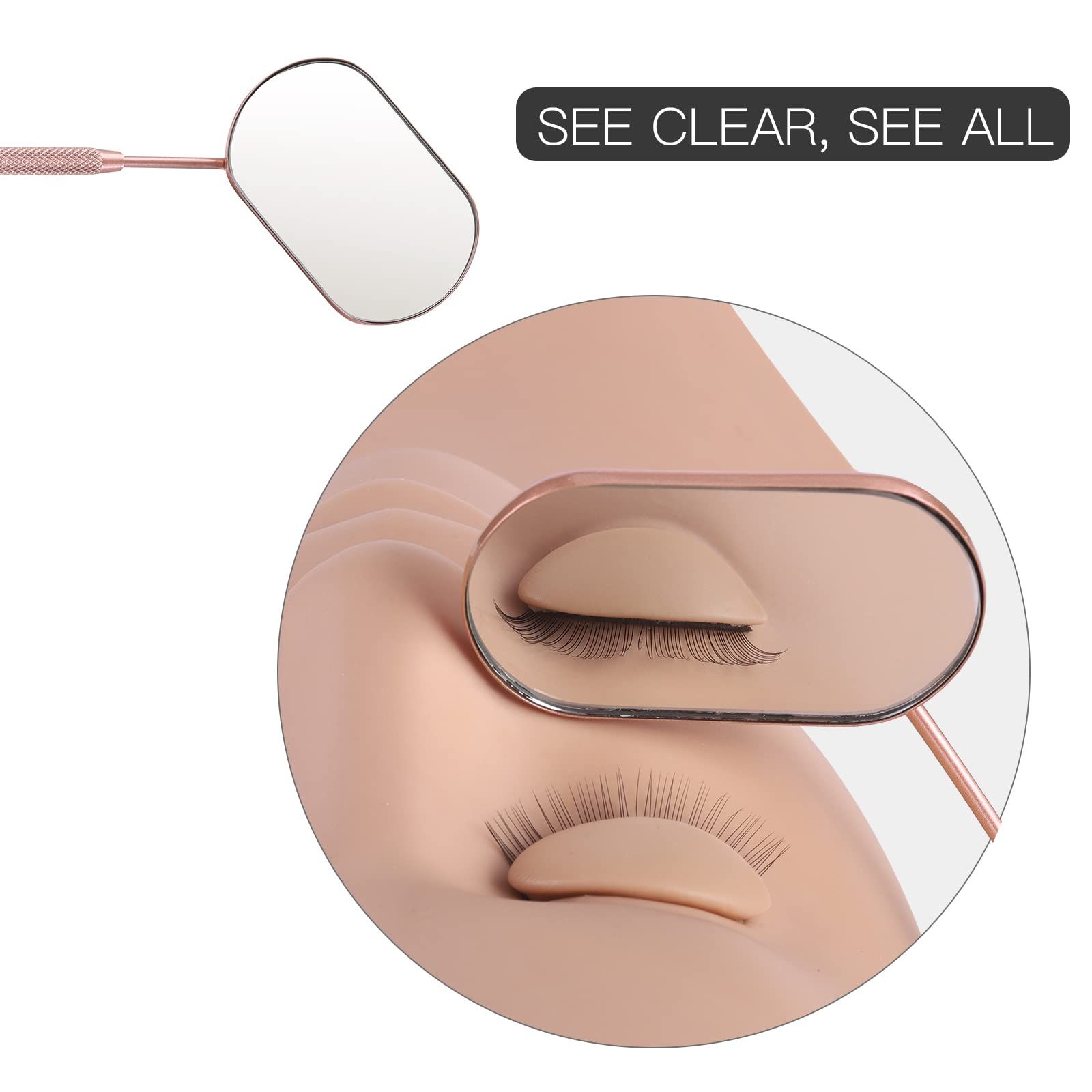 Pretty memory Lash Mirror, 2.2Inches Stainless Steel Makeup Mirror, Eyelash Extensions Accessories for Lash Extension (Rose Gold) — image 3