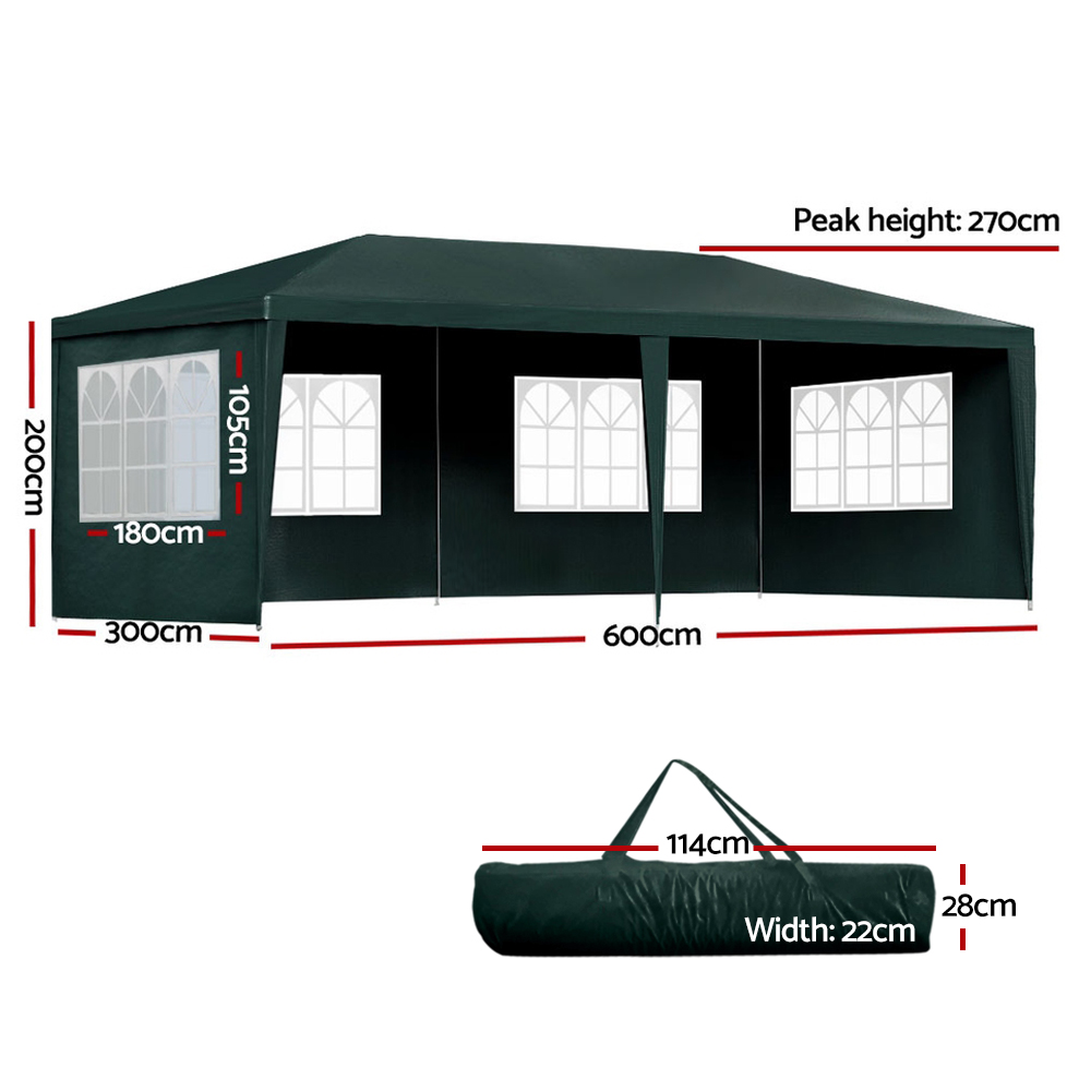 Instahut Gazebo 3x6m Marquee Wedding Party Tent Outdoor Camping Side Wall Canopy 4 Panel Green — image 2