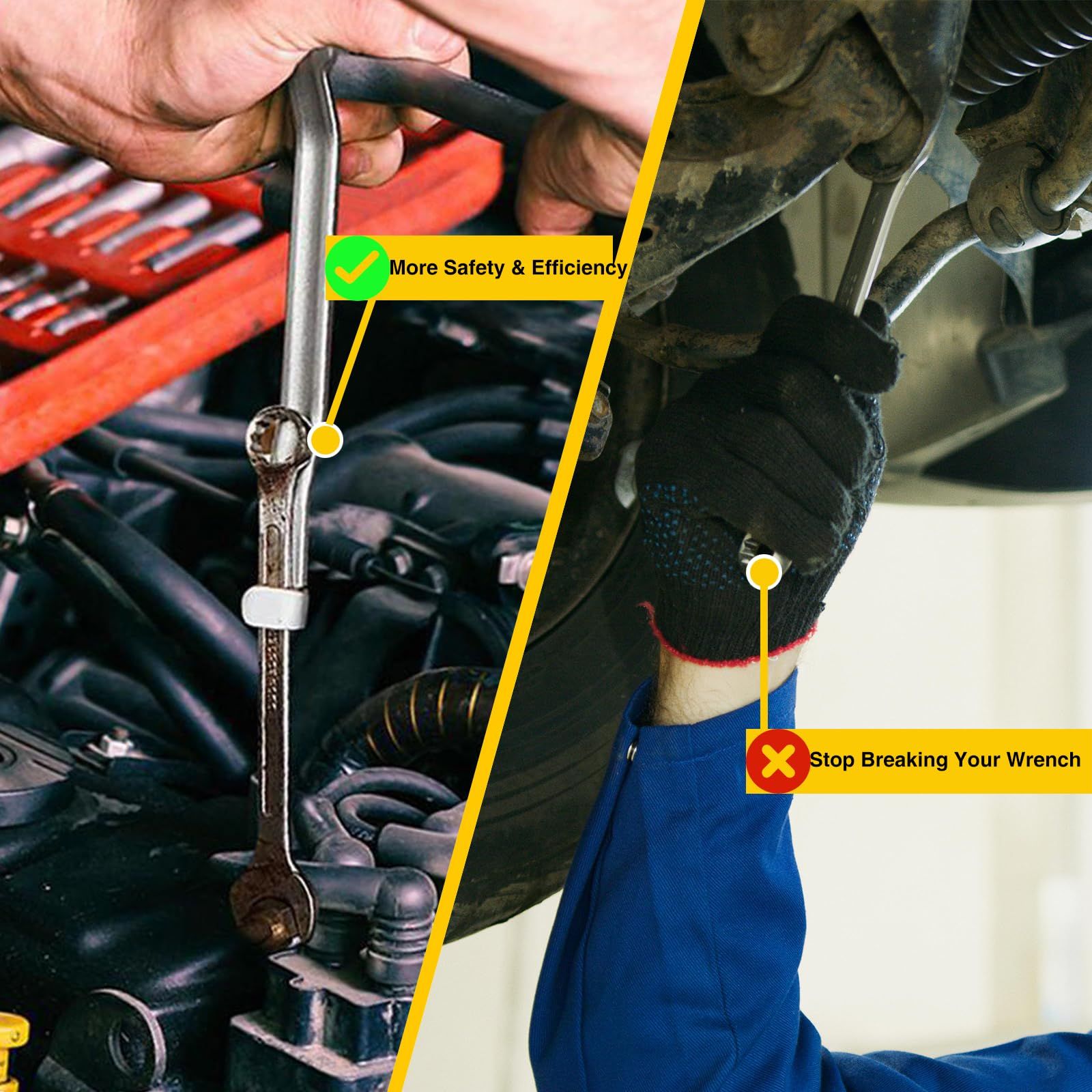 Wrench Extender Tool Bar- Long Torque Amplier with 1/2 inch Square Hole Adapter, Garage Repair, Automotive,Hard To Reach Areas โ image 5