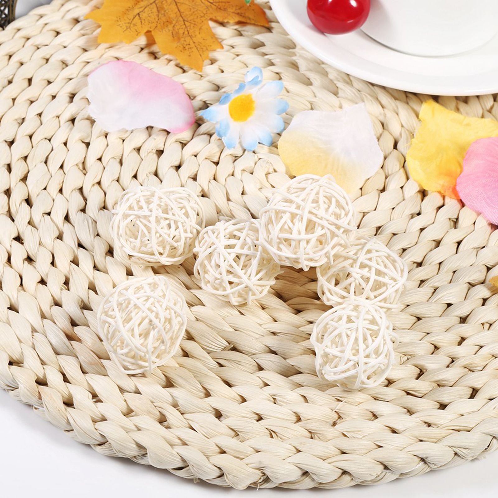 20Pcs Decorative Rattan Balls Ornaments Wedding Christmas Birthday Party Decorations (White) β image 3
