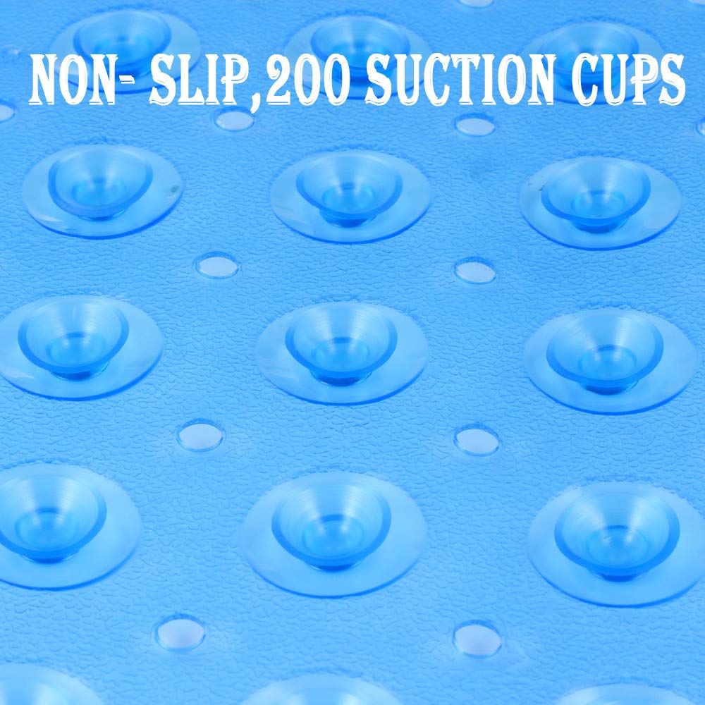 Bath Tub Shower Non-Slip and Extra Large, Bathtub Mat with Suction Cups, Machine Washable Bathroom Mats with Drain Holes, Blue — image 3