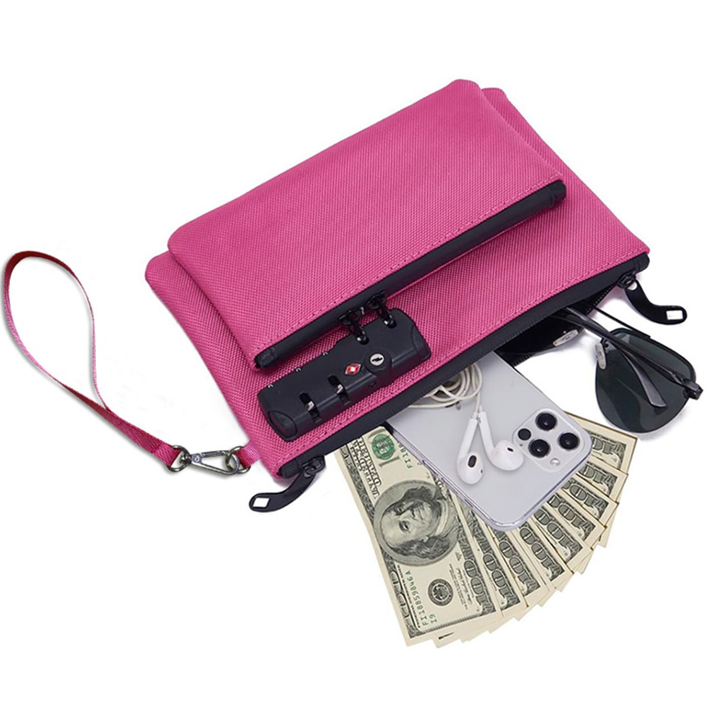 Money Bag with Lock, Double layer Men & Women's Locking Accessories Pouch, Bank Bag, Passports, Notary Supplies, Valuable StorageBag,CashBag and Zipper โ image 2