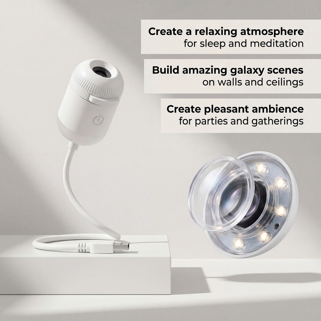 Portable USB Galaxy Night Light Projector with 12 Projection Films - Touch-Controlled Rotating Starry Sky Lamp for Bedroom, Nursery and Car — image 4