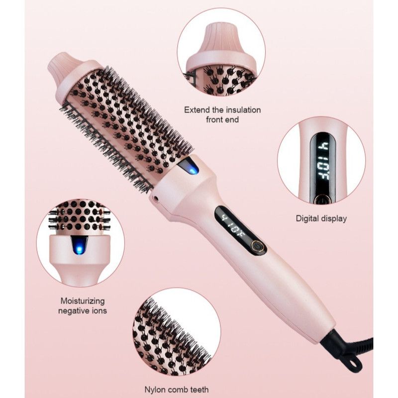Negative Ion Fluffy Styling Brush, 2-in-1 Straight & Curly Constant Temperature Hot Brush, Anti-Scald Hair Curler for Bangs — image 6
