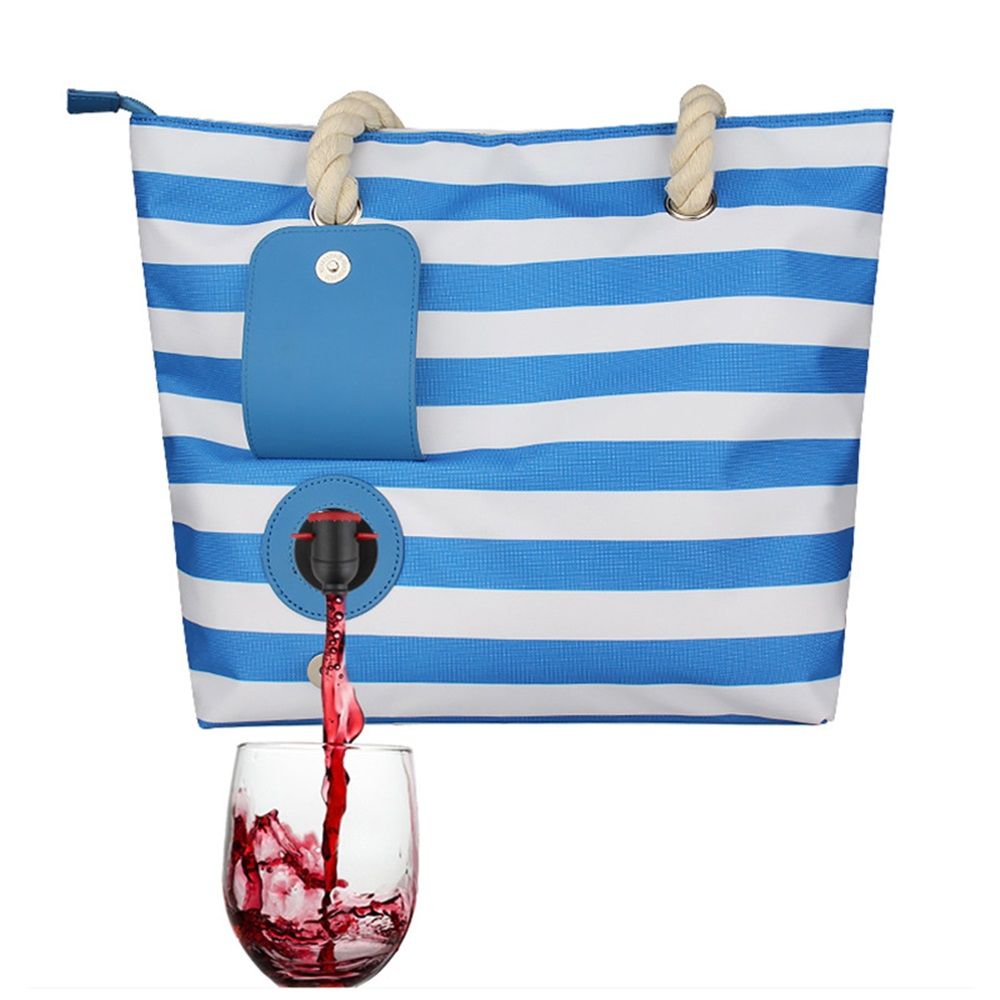 Beach Wine Tote with Insulated Bladder Bags, Leakproof Carrier for 1 Bottles, Perfect for Travel, Party, or Dinner (Blue+1 inner container) β image 3