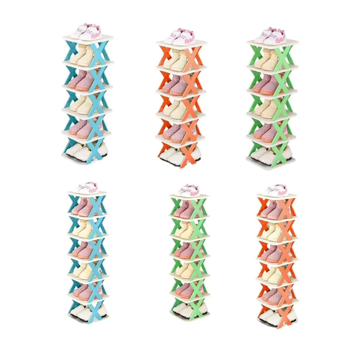 6/7 Tier Shoe Rack Space Saving Small Shoe Cabinet Storage Shelf Organizer - Blue-7 Layer โ image 3