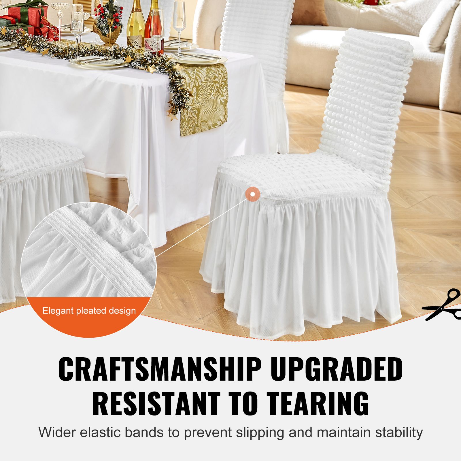 Stretch Spandex Folding Chair Covers, Universal Fitted Chair Cover with Skirt, Removable Washable Protective Slipcovers, for Wedding, Holiday, Banquet, Party โ image 3