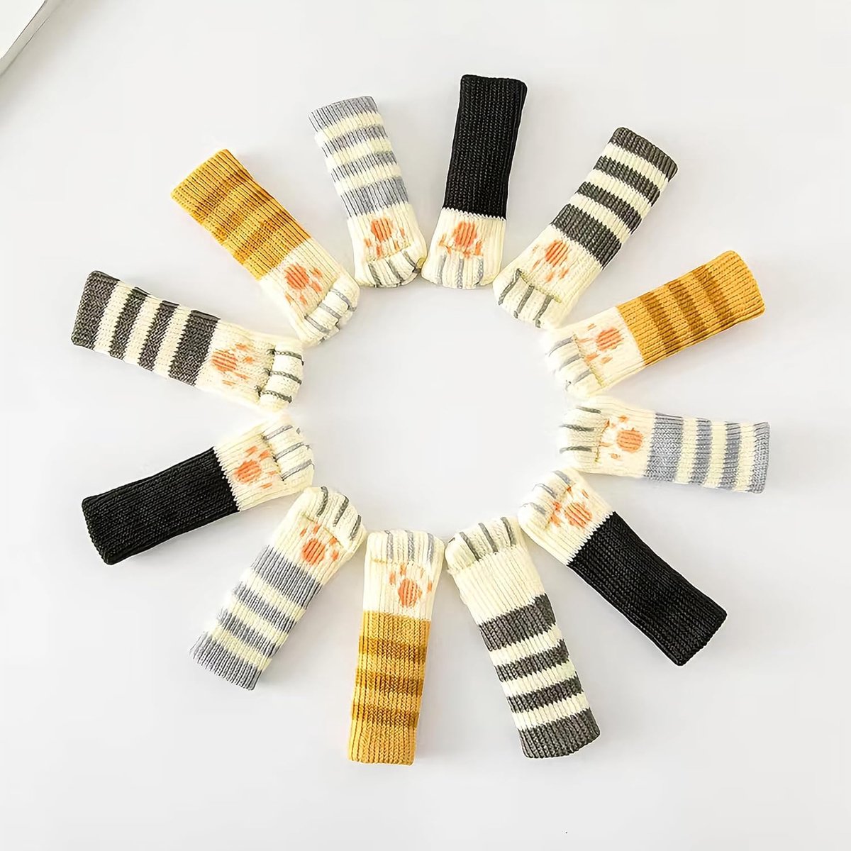 24 pieces - Furniture socks - Chair leg protectors - Floor protectors - Chair leg socks - Chair leg caps - cat paw chair socks - knitted non-slip chair leg โ image 2