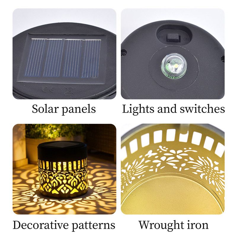 Solar-Powered Wrought Iron Mandala Pattern Openwork Projection Light, Courtyard and Garden Mood Light, Outdoor Waterproof Wrought Iron Garden Light, Lawn Night — image 5