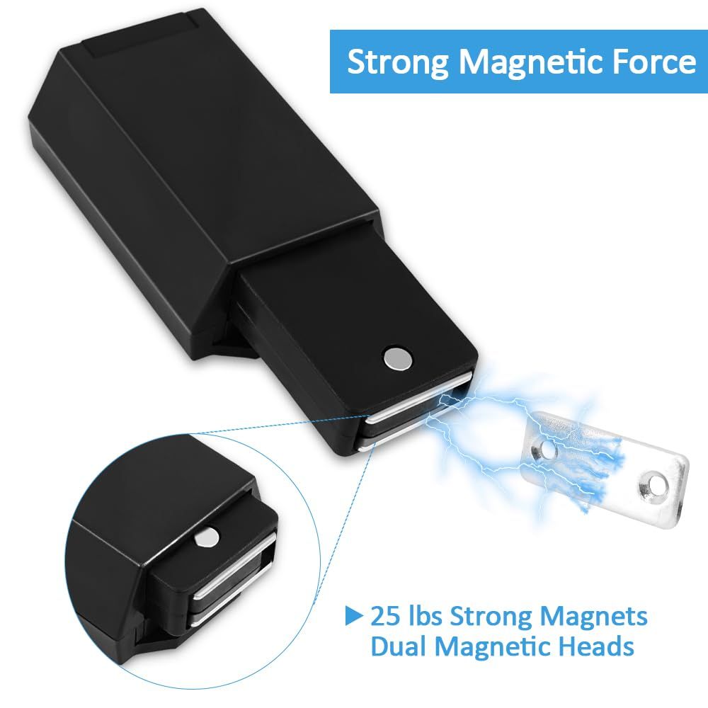 Heavy Duty Push to Open Door Latch, 10 Pack Black Magnetic Push Latches, Hidden Push Touch Latch Hardware for Push to Open Cabinet, Magnetic Door Catch for โ image 5