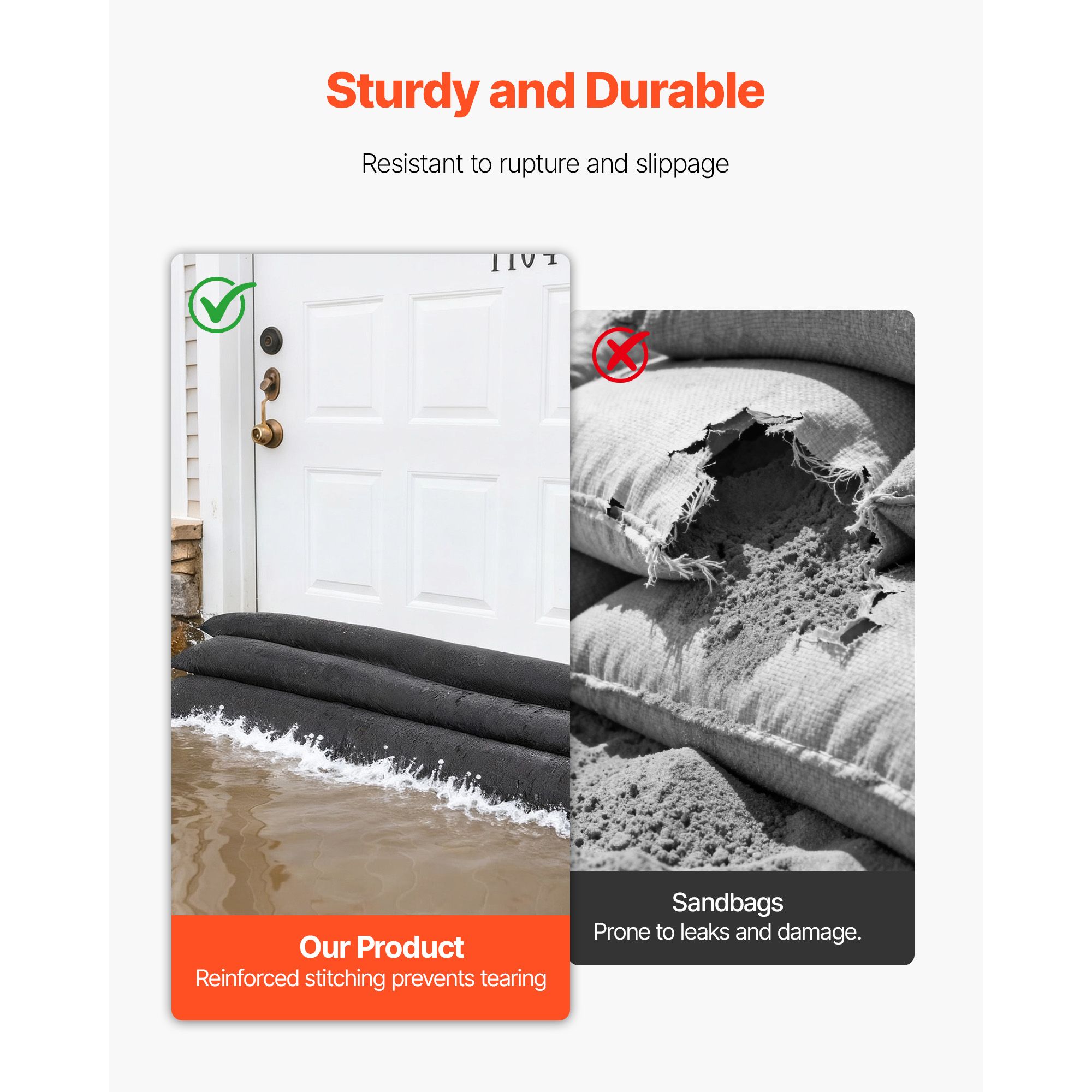 Flood Barrier, 10 Pack, 1530 × 210 mm Flood Bags with Bucket, Reusable Water Absorbent Barrier Activated by Water, Sandless Sandbags Blockage, Flooding — image 5
