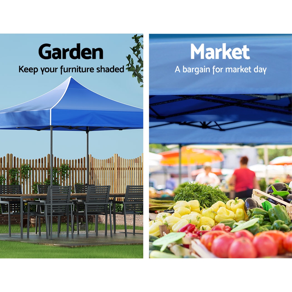 Instahut Gazebo Pop Up Marquee 3x3 Folding Tent Outdoor Camping 500D Oxford Blue — image 4