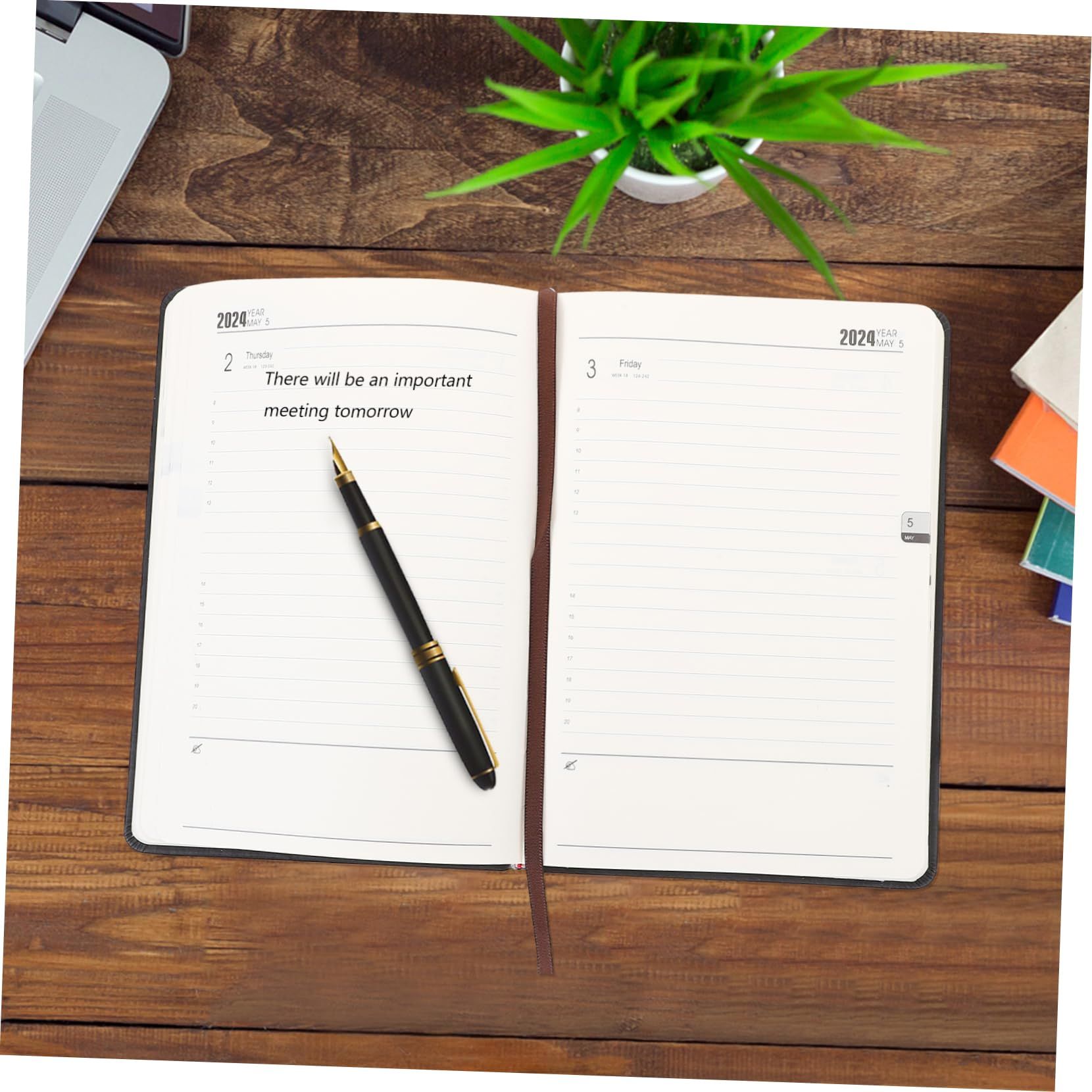 Notebook Journal for Men Women, 2024 Weekly Monthly Yearly Planner Agendas Notepads with Elastic Band Closure and Leather Cover โ image 5