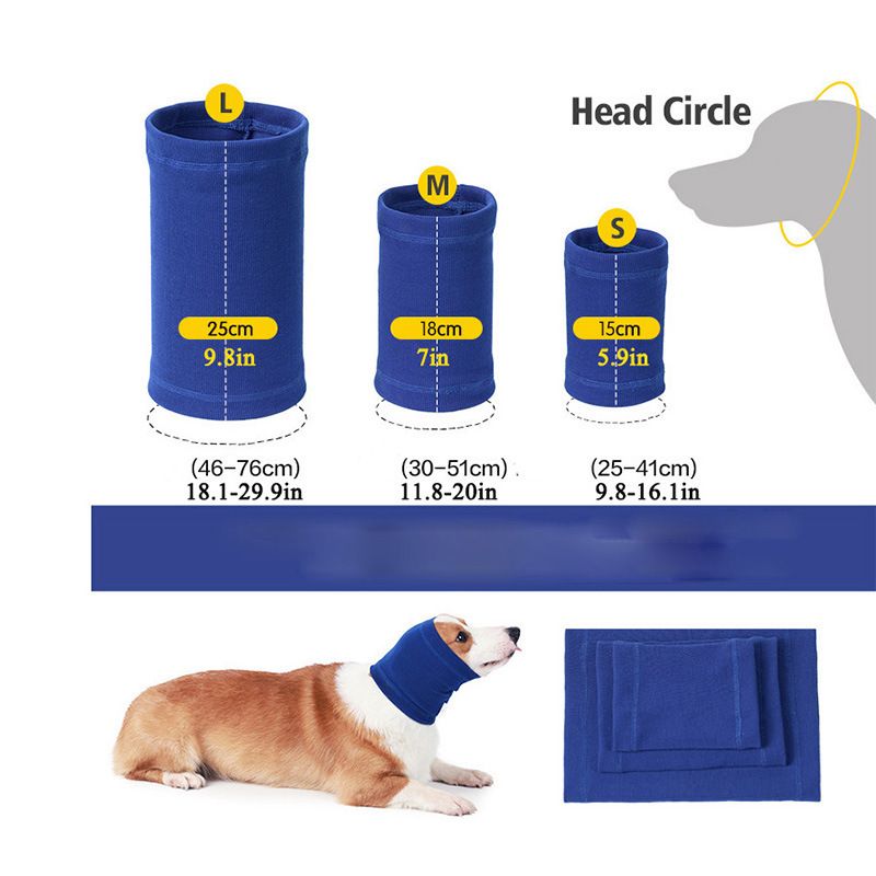 3-Pack Blue Instant Calming Dog Warm Hoods and Ear Covers (M Size) - Anxiety Relief Noise Reduction & Grooming Support, Breathable Full-Head Protection — image 2