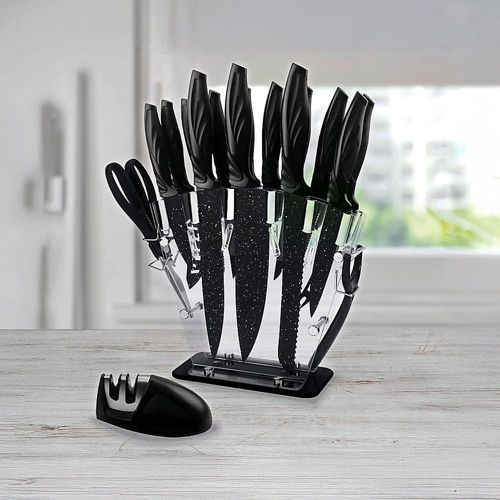 Kitchen 17 Piece Knife Set with Block and Sharpener Chef Knives — image 5