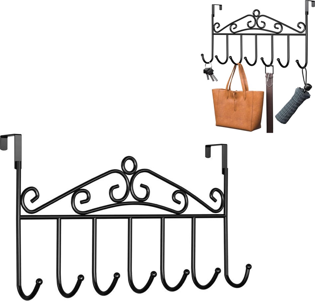 Door coat rack - Door clothes hooks - Towel holder - Wall coat rack - Door hook - Door hanger - Hanging door coat rack - Hanging hook - With 7 Hooks — image 4