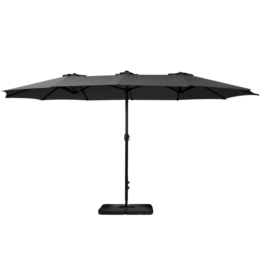 Instahut 4.57m Outdoor Umbrella w/Base Stand Beach Pole Garden Tilt Black — image 3