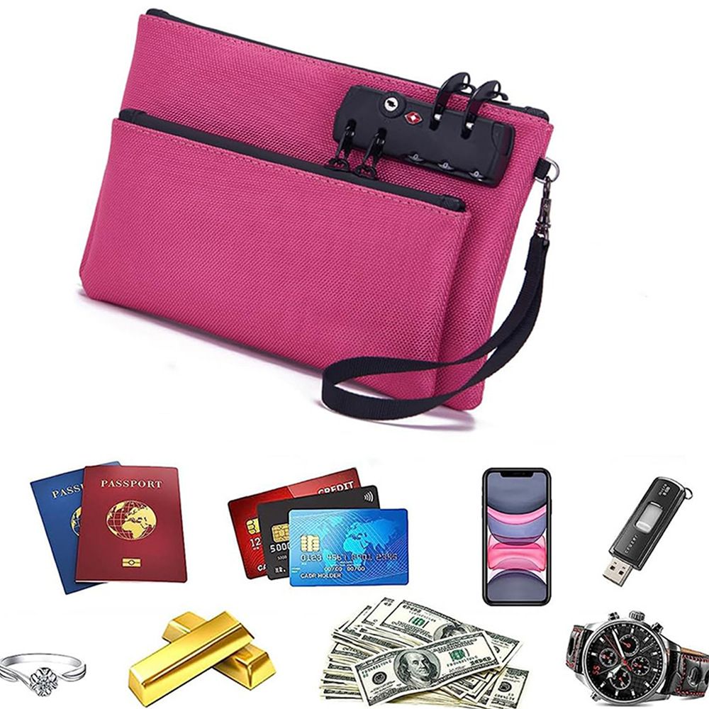 Money Bag with Lock, Double layer Men & Women's Locking Accessories Pouch, Bank Bag, Passports, Notary Supplies, Valuable StorageBag,CashBag and Zipper โ image 3