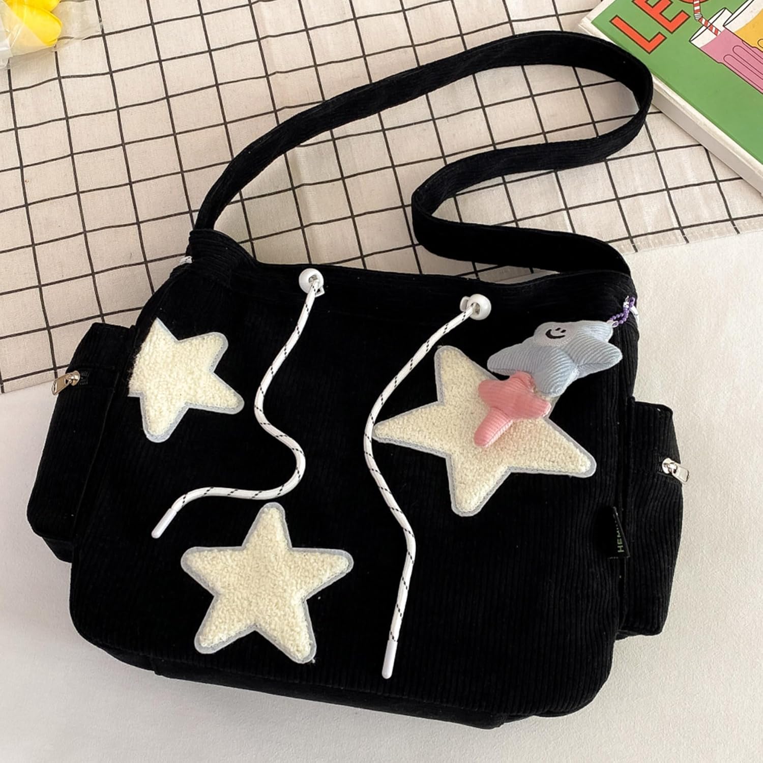 Y2K Corduroy Shoulder Bag Women, Cute Tote Bag Large Crossbody Bag for School Office Work Travel Shopping — image 3