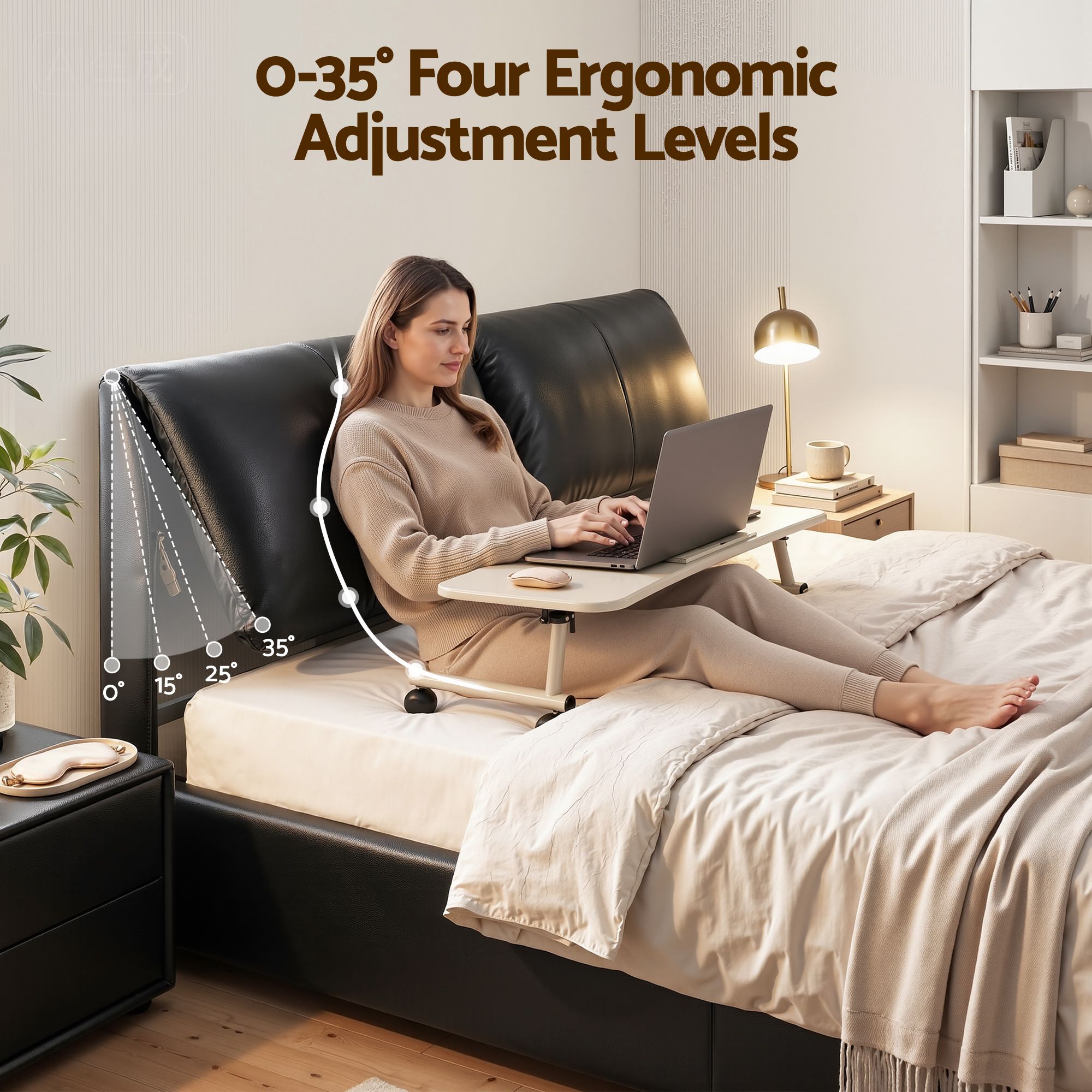Artiss Queen Bed Frame Gas Lift Storage 3 Drawers Adjustable Headboard Platform Bed Black — image 5
