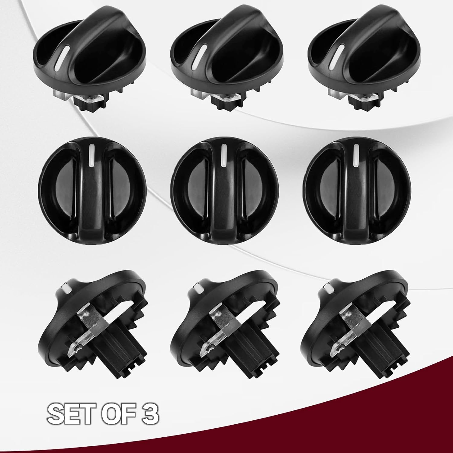 3Pcs Tundra AC Knobs Replacement Compatible with 2000 2001 2002 2003 2004 2005 2006 Toyota Tundra A/C Air Conditioner Heater Blower Fan Control Knob โ image 6