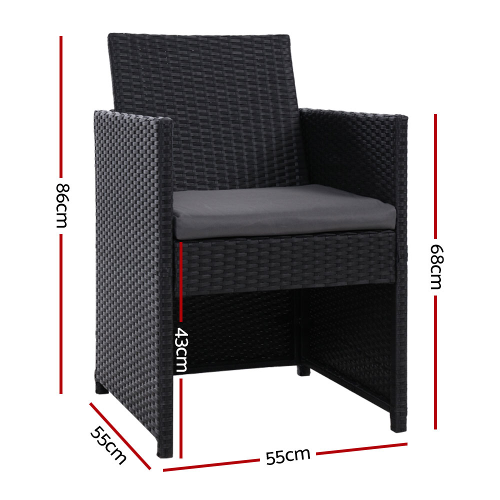 Gardeon 2PC Outdoor Dining Chairs Patio Furniture Wicker Garden Cushion Hugo โ image 2