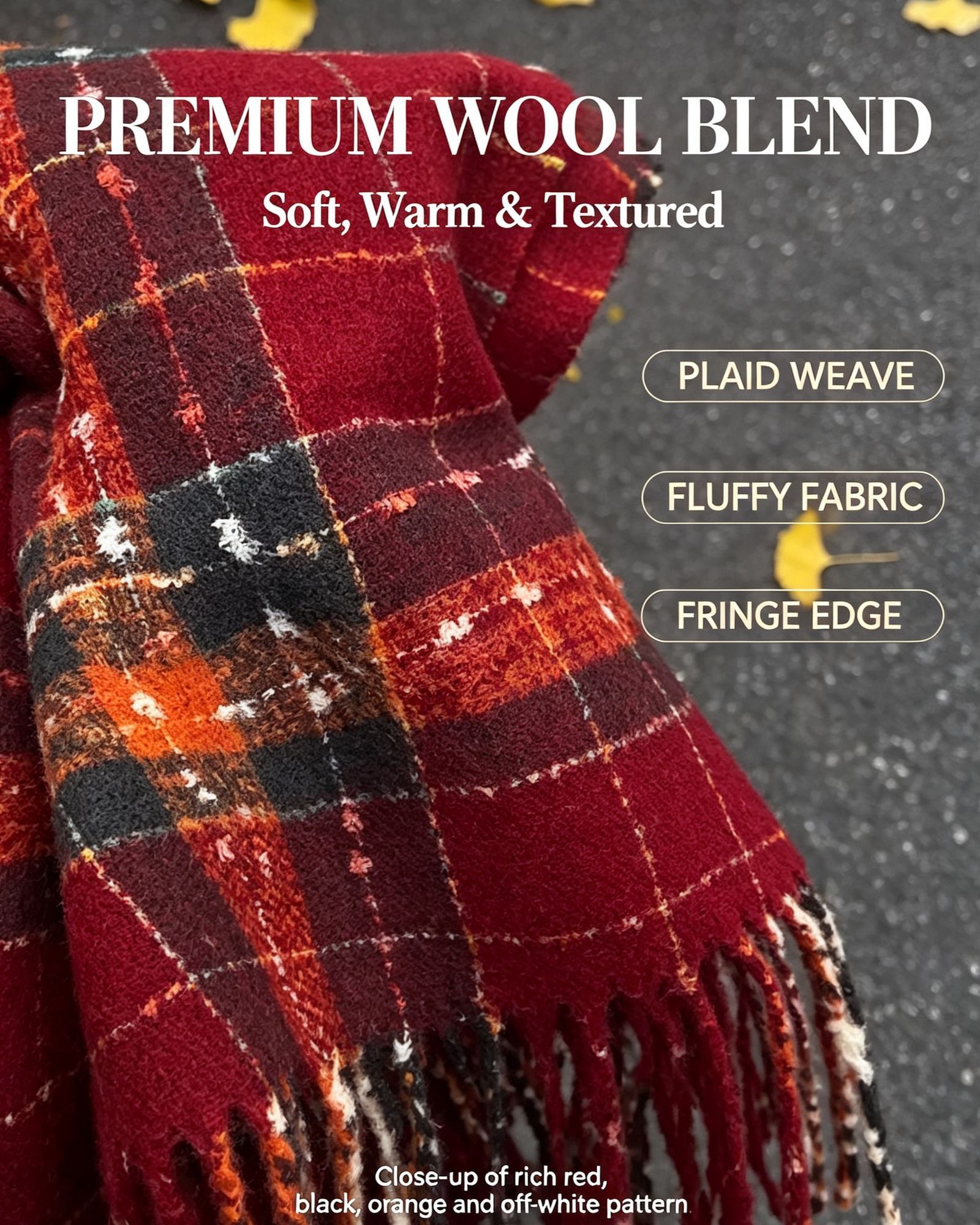 Burgundy Retro Ladies Shawl, Cozy Cashmere Touch Oversized Wrap for Outfit Vibe Boost and Holiday Gift Basket Matching ā image 3