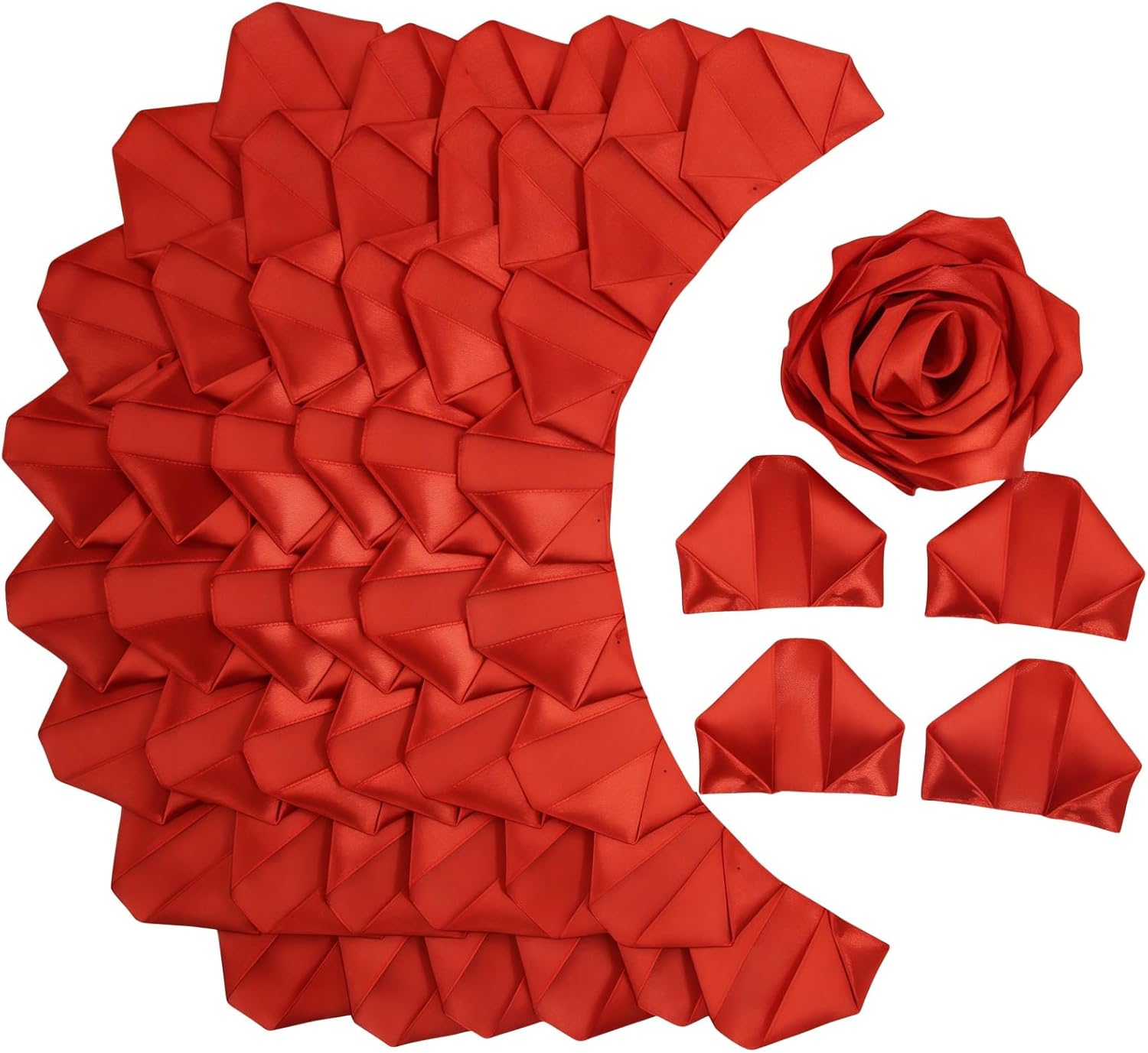 300Pcs Premade Satin Ribbon Rose Petals Half-Finished for Eternal Rose DIY Ramos Forever Flowers Bouquets Everlasting Floral,for Wedding,Anniversary,Birthday