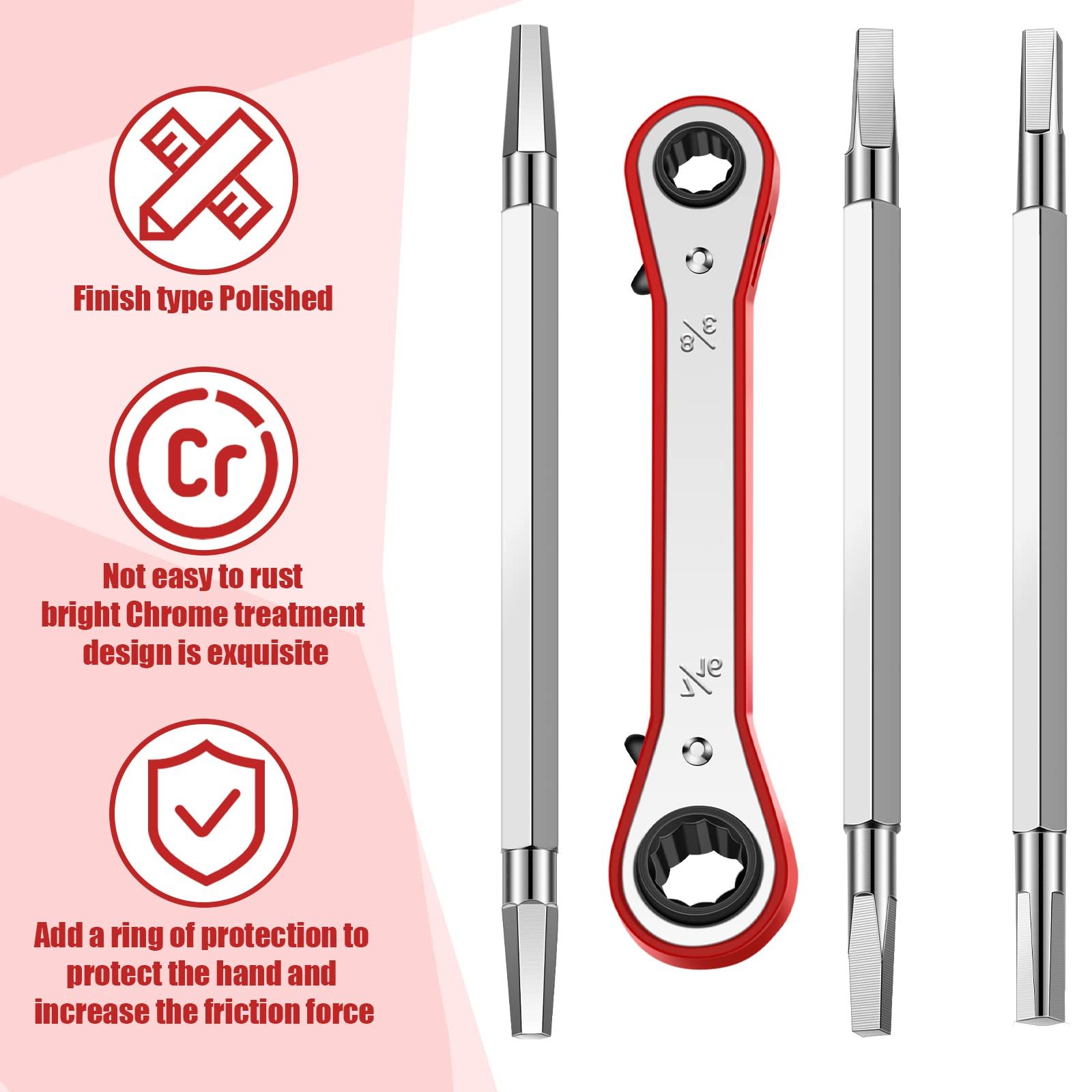 4 Pcs Metal Seat Removal Set Including 3 Removal Tools and a 3/8 Inch and 7/16 Inch Ratchet Shower Cartridge Removal Tool Faucet โ image 4