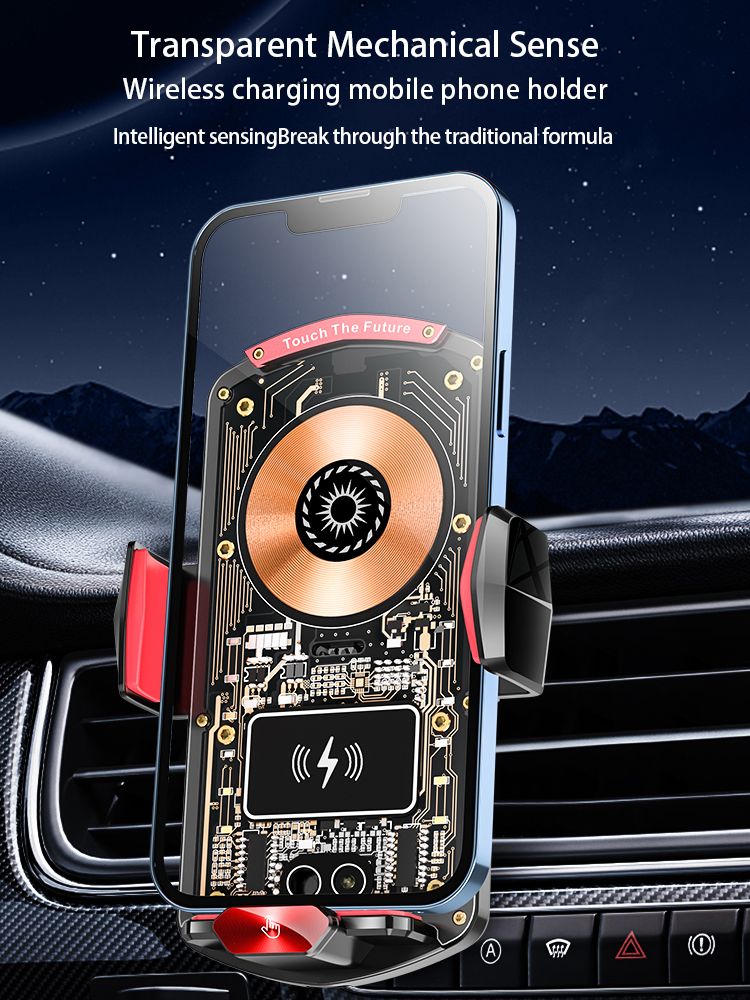 A6 Magnetic Dual Mode Wireless Car Charger Mount for iPhone Samsung Android Phones,red — image 3