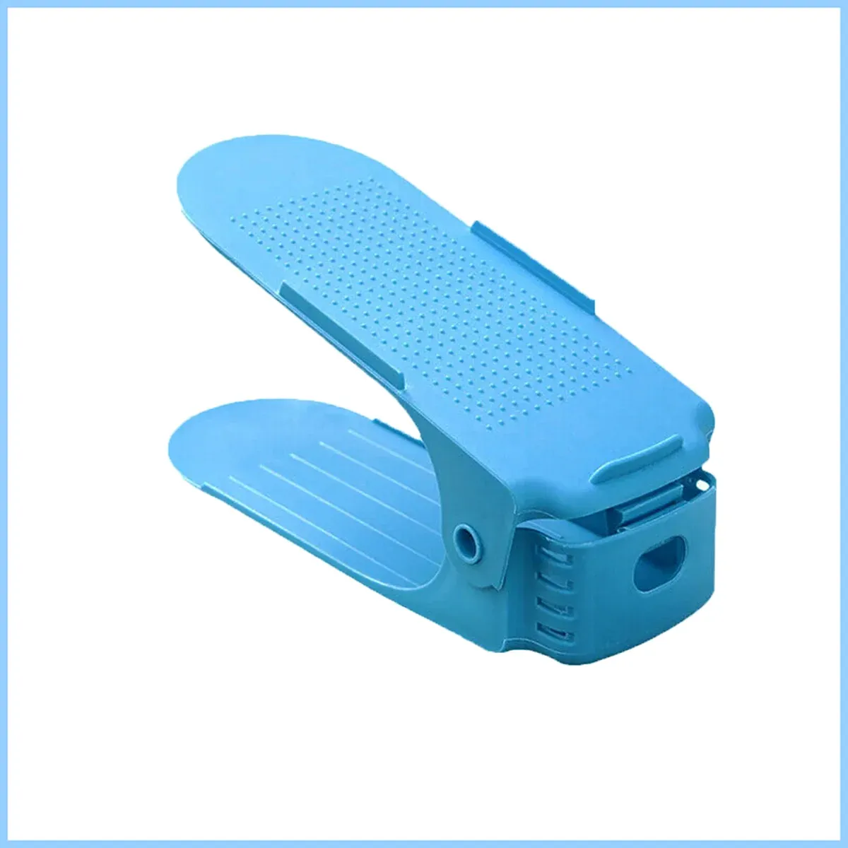 20X Shoe Rack Display Case Box Adjustable Slots Organizer Storage Holder - Blue