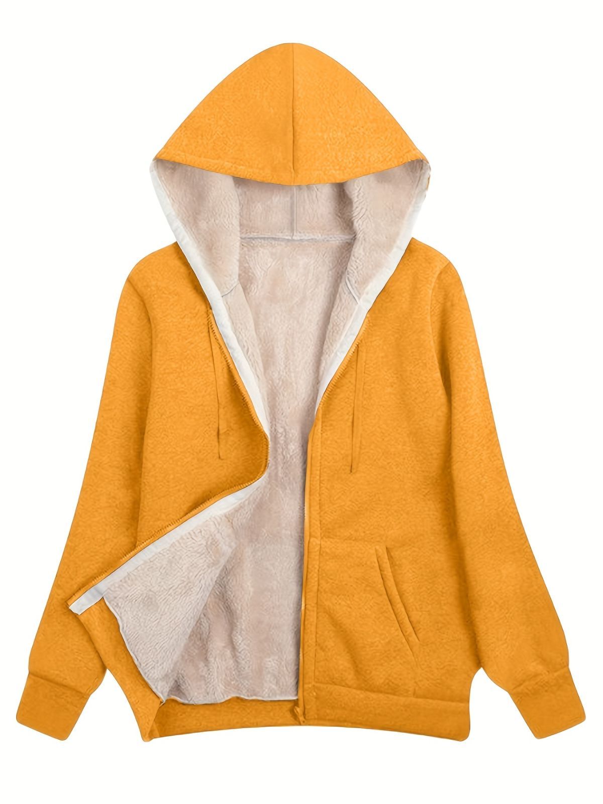 Fleece-Lined Hooded Jacket Women'S Winter Jacket Autumn Winter Coat Hooded - Dark Gray - Size S(AU S/EU46) — image 2