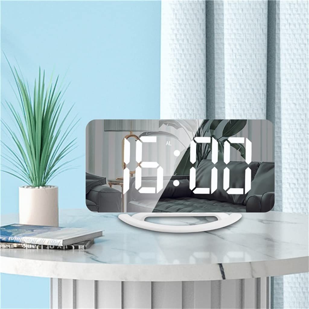 Digital Alarm Clock,6" Large LED Display Charger Ports | Auto Dimmer Mode | Easy Snooze Function, Modern Mirror Desk Wall Clock for Bedroom Home Office for All — image 4