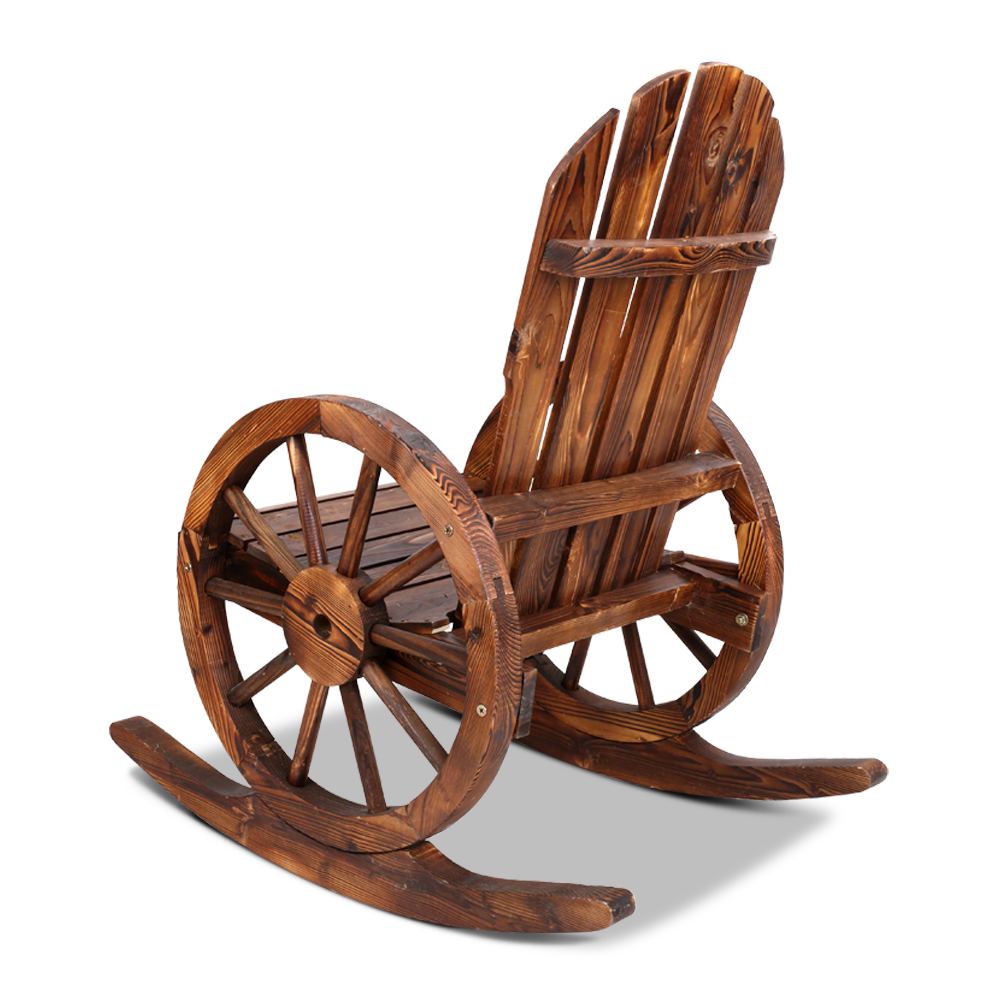 Gardeon Wagon Wheels Rocking Chair - Brown — image 5
