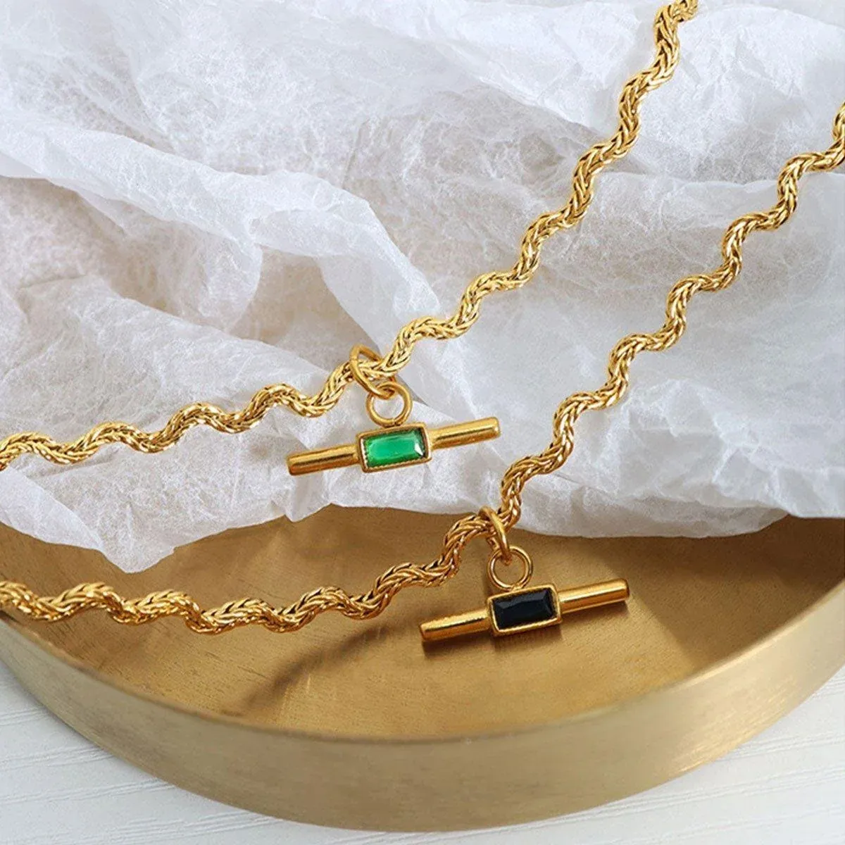 Vintage Retro Style Curved Chain Necklace for Women Fashion Jewelry Accessory - Black — image 5
