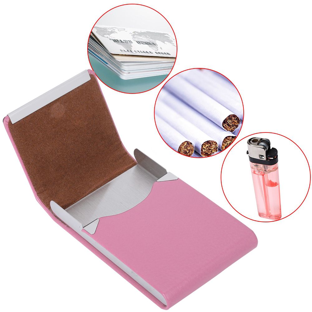 Fashionable Cigar Cigarette Case Tobacco Lighter Holder PU Leather Storage Box Rosy โ image 3
