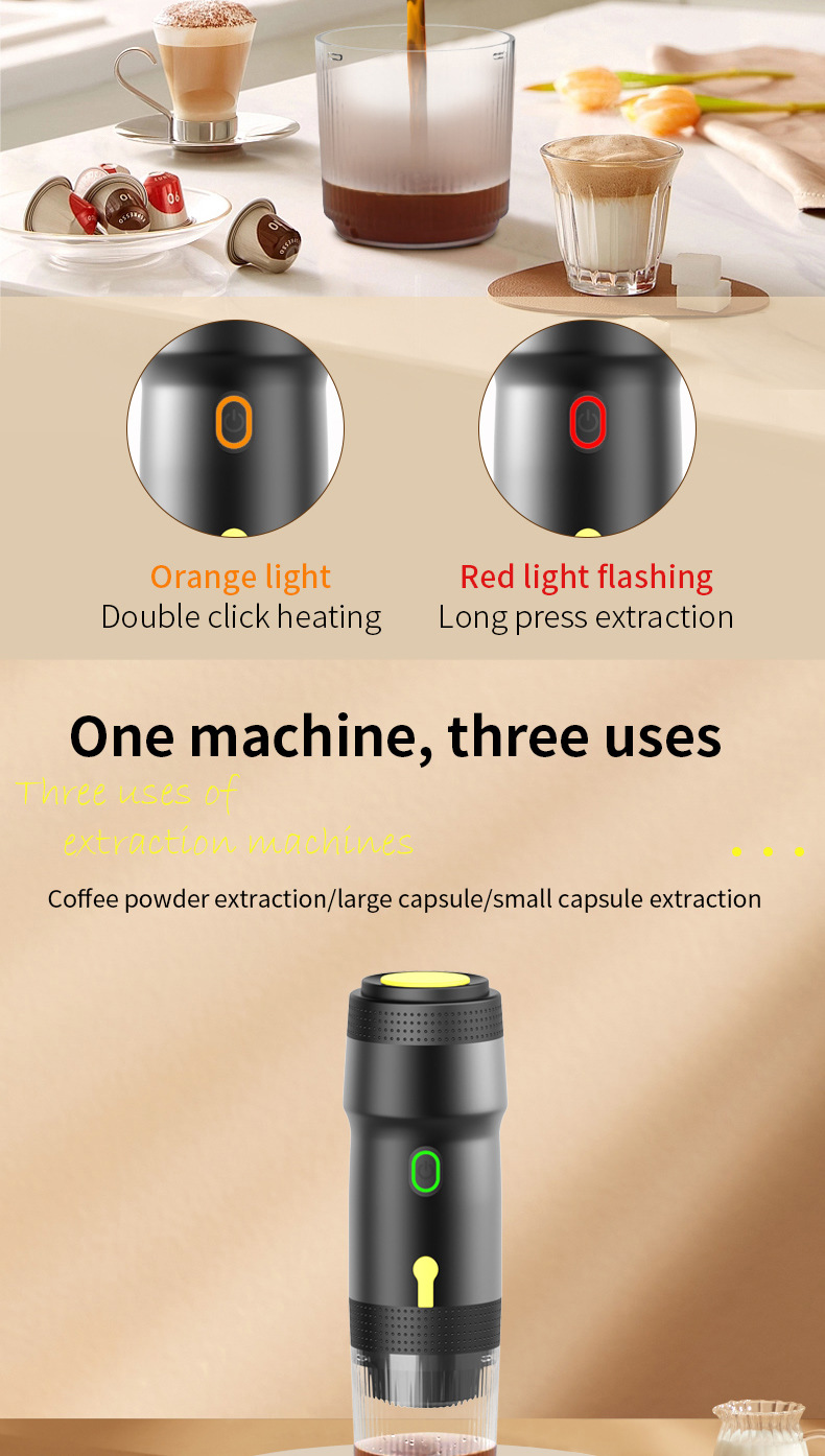 Green 3-in-1 Portable Electric Espresso Maker - Rechargeable Travel Coffee Machine for Capsules & Ground Coffee — image 4
