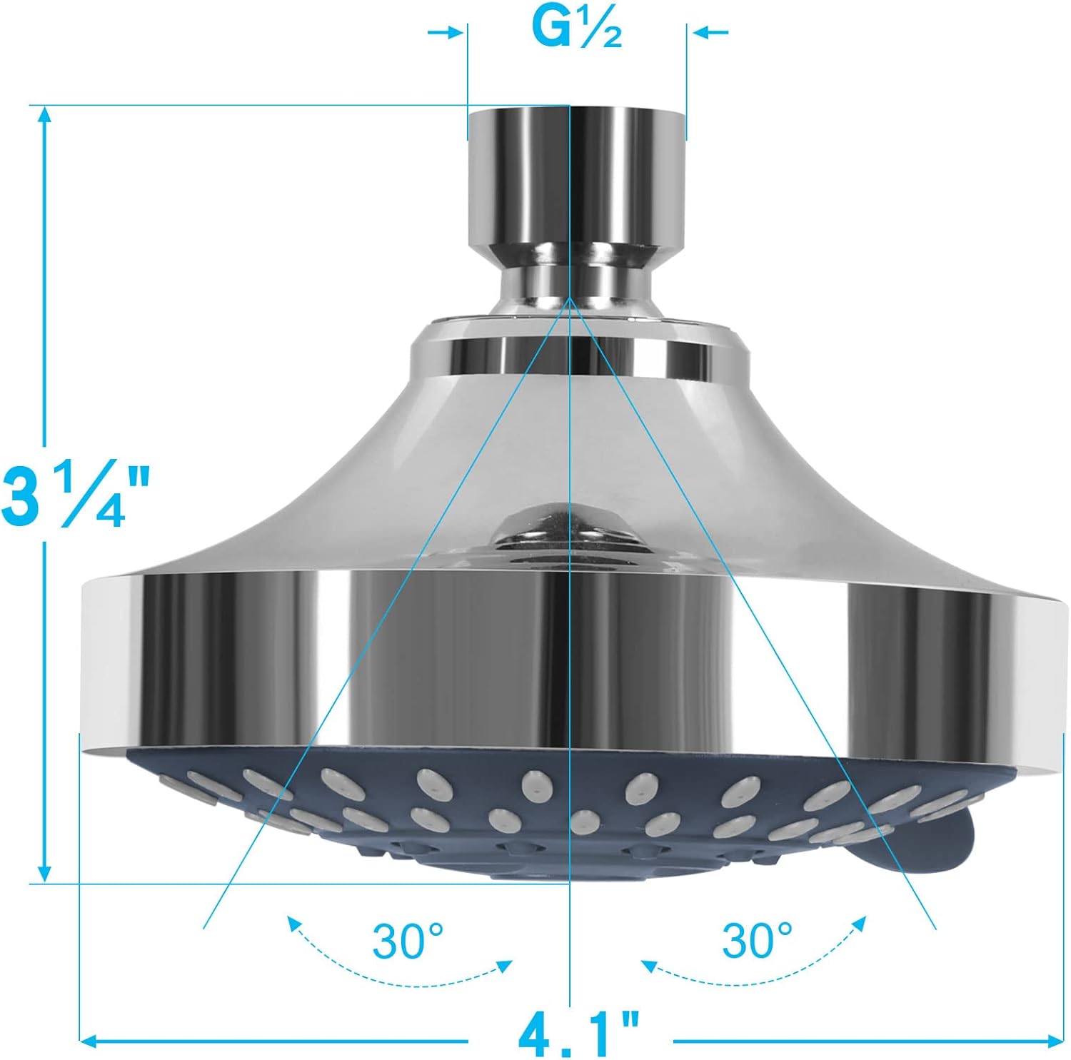 Shower Head High Pressure Rain Fixed Showerhead 5-Setting with Adjustable Metal Swivel Ball Joint - Relaxed Shower Experience Even at Low Water Flow & Pressure — image 5