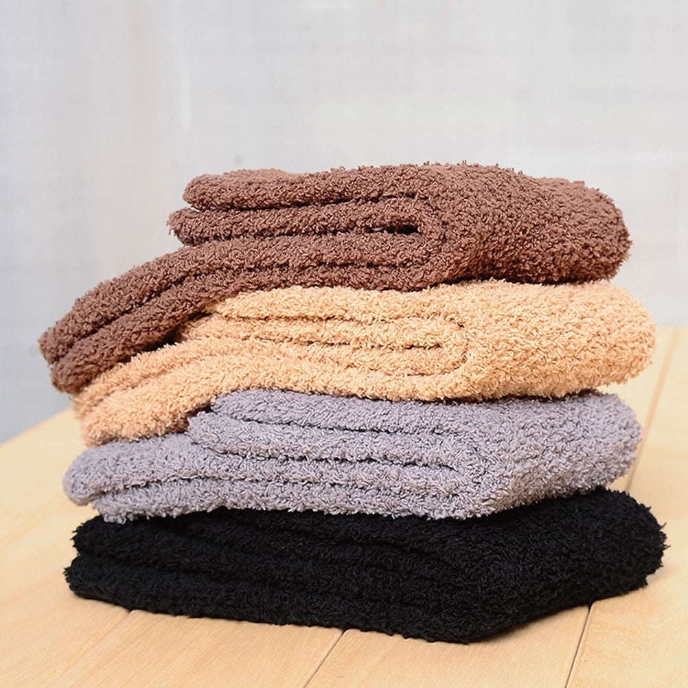 Mens Warm Bed Socks 1 Pair Thick Fuzzy Sleep Socks Grey 9.8 × 2.8 × 0.2in — image 2