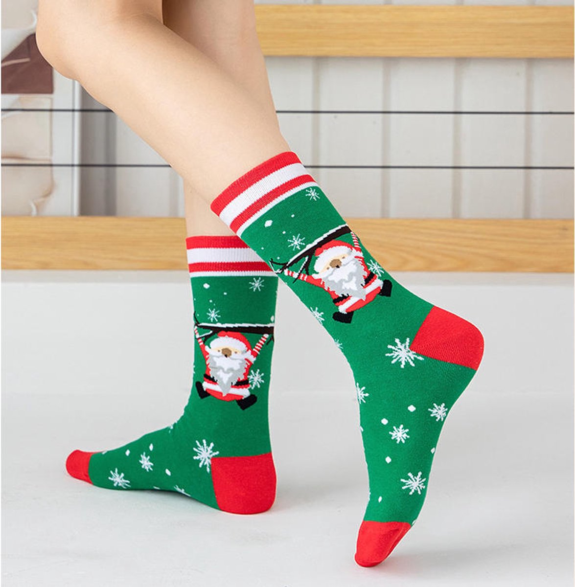 Socks - 4 pairs - House socks - Christmas socks - Gift set - Cotton socks with Santa Claus and snowman - Christmas socks - Christmas gift - Birthday โ image 2