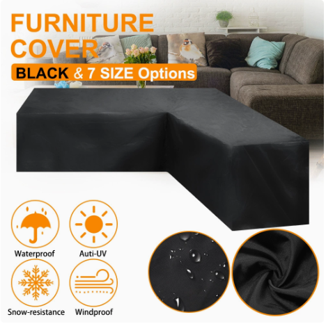 12 Sizes L-Shape All-Weather Cover Waterproof Rattan Corner Furniture Protector Garden Patio Outdoor Sofa Cover Dust Cover270*200*82cm — image 2